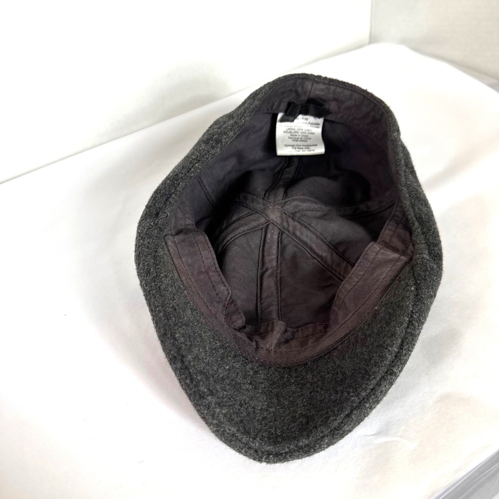 Wool Blend Flat Cap Charcoal Grey Ivy Driving Hat S/M Cabbie Newsboy Gatsby Golf - Picture 3 of 5